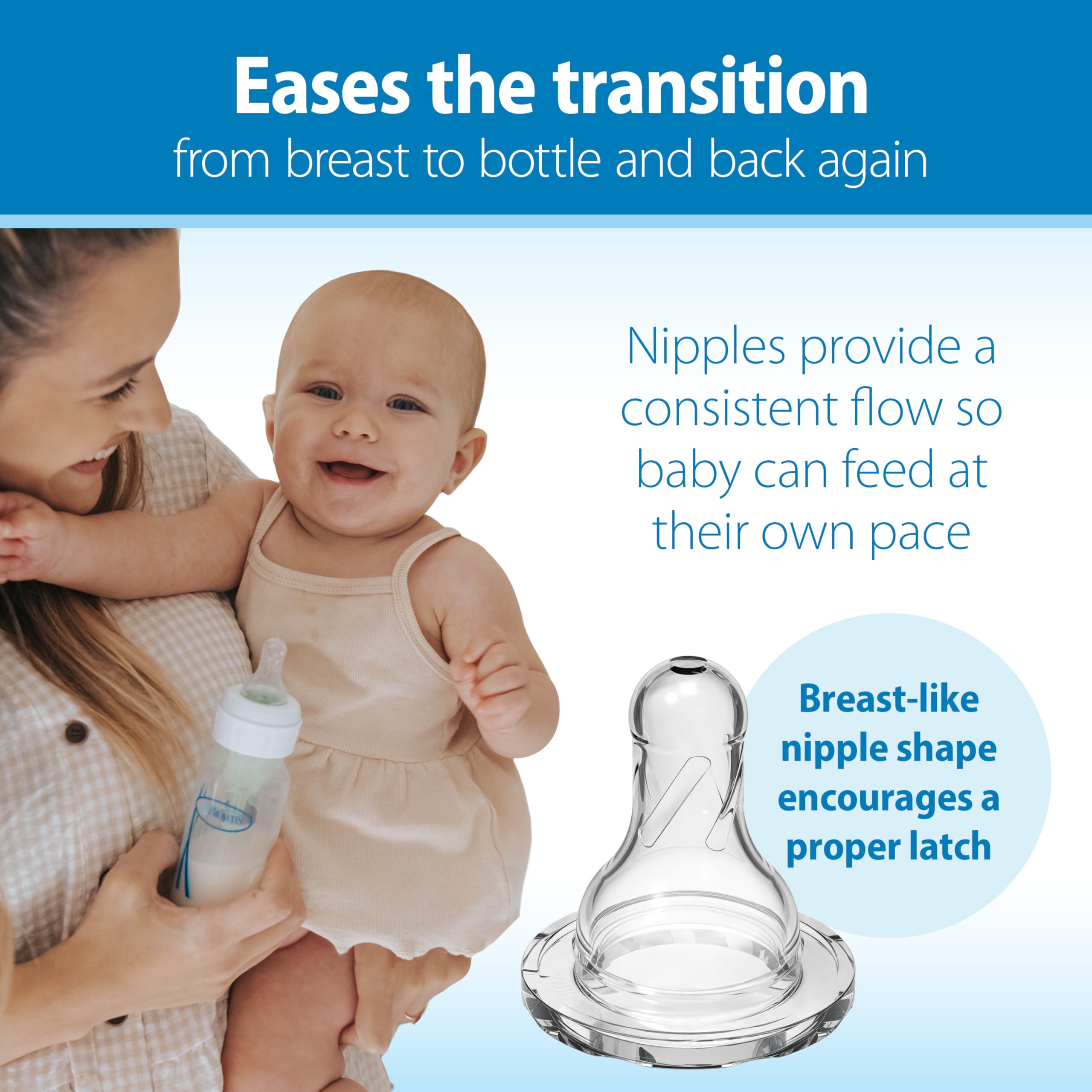 Dr. Brown's botella con 120 mL de leche, control de porciones claro