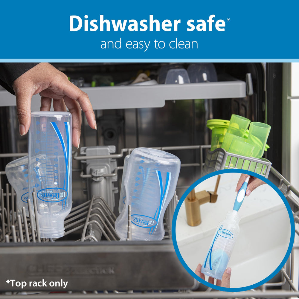 Dr. Brown's recyclable label and base emphasizing sustainable reuse