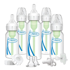 Dr. Brown's set frontal mostrando biberones y accesorios, ideal para regalar