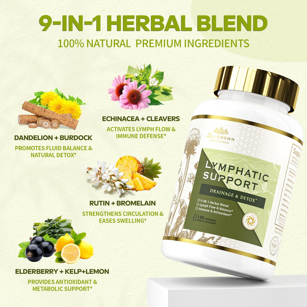 DR. CROWN ingredientes naturales: diente de león y bardana para apoyo depurativo y linfático