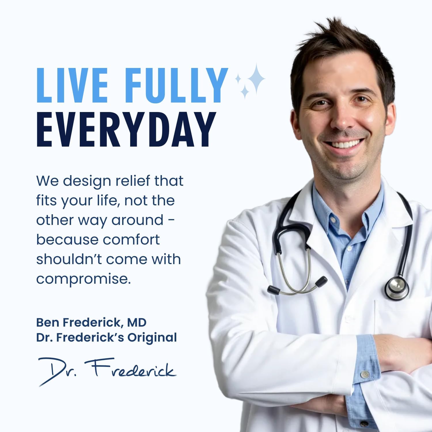 Dr. Frederick's dos unidades presentadas listas para uso diario