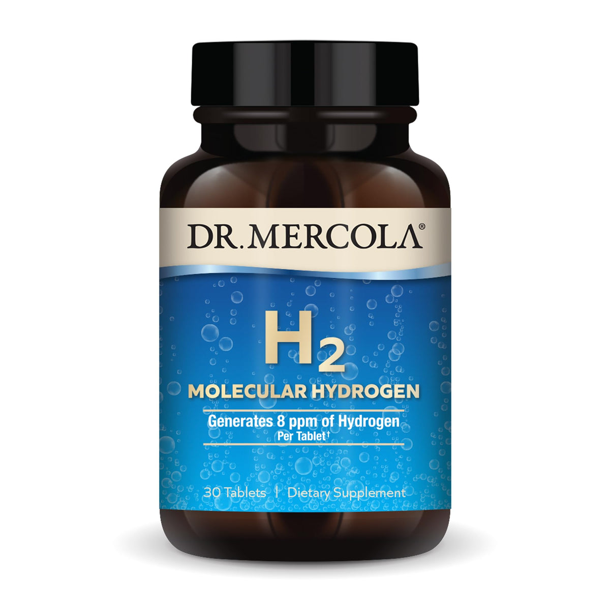 Dr. Mercola frasco frontal mostrando tabletas y etiquetado claro