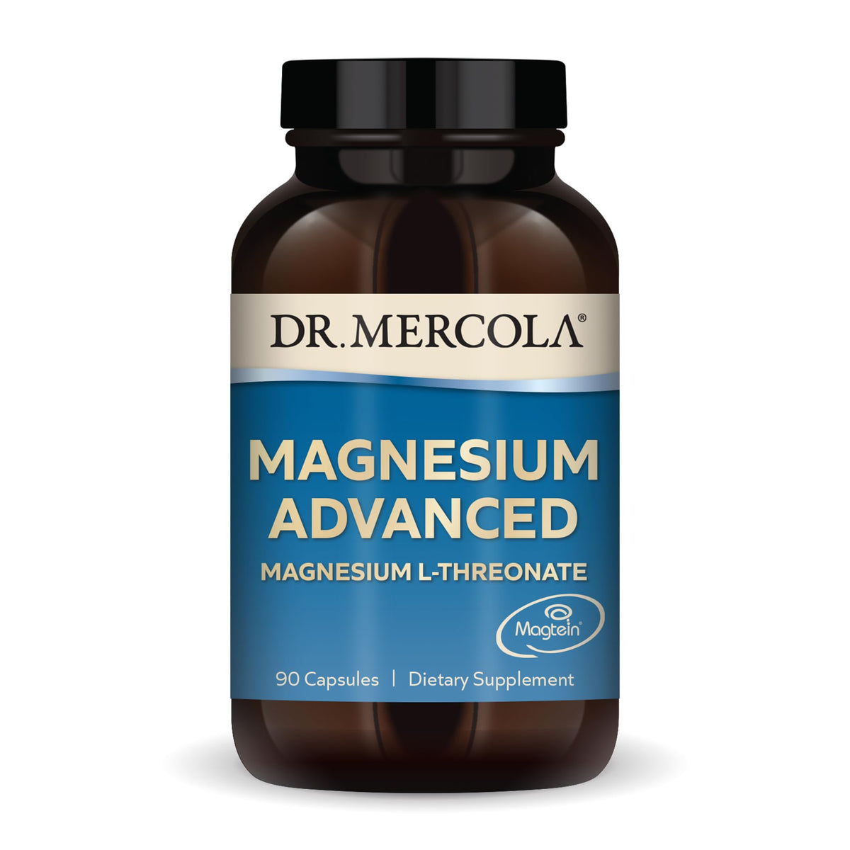 Dr. Mercola frasco frontal mostrando etiqueta clara y beneficios