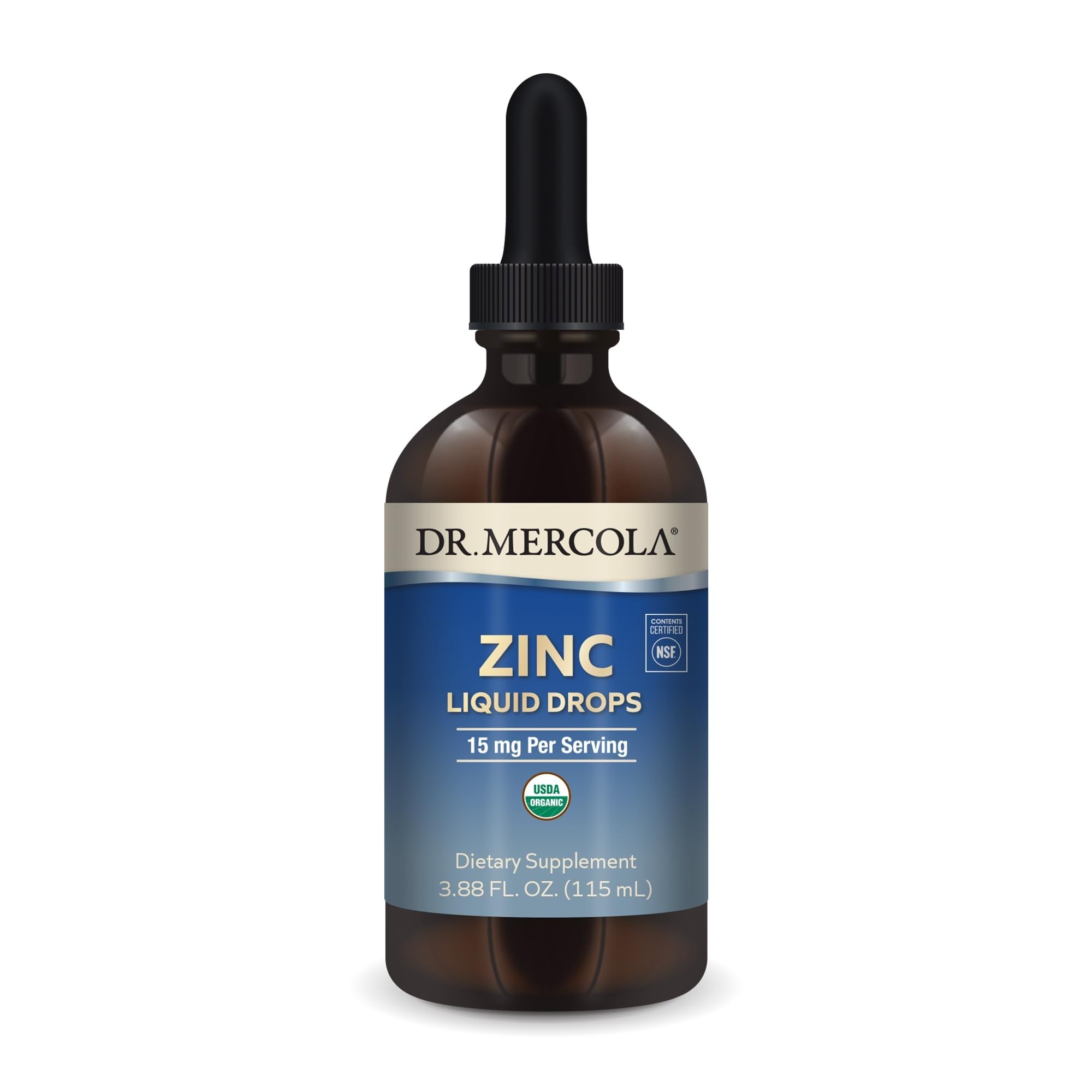 Dr. Mercola frasco frontal mostrando diseño y cantidad