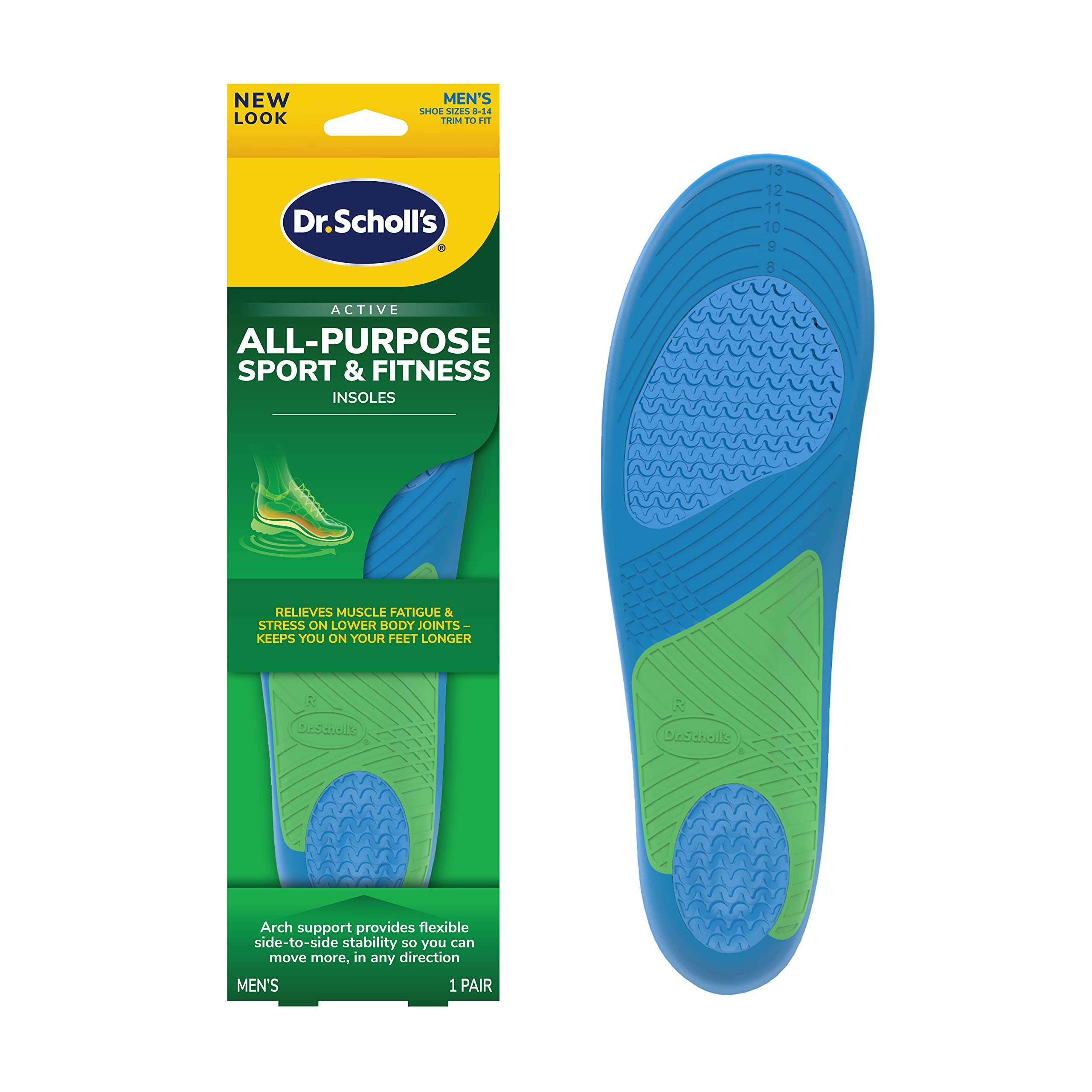 Dr. Scholl's frontal del paquete mostrando la marca y beneficio de amortiguación