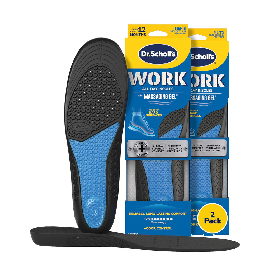 Dr. Scholl's vista frontal del empaque mostrando beneficio amortiguación
