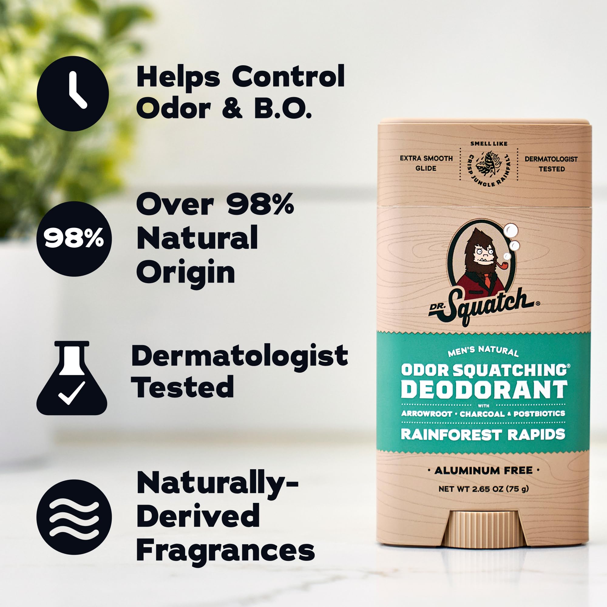 Dr. Squatch comparación de tamaño en manos, dimensión práctica de la barra de 2.65 oz