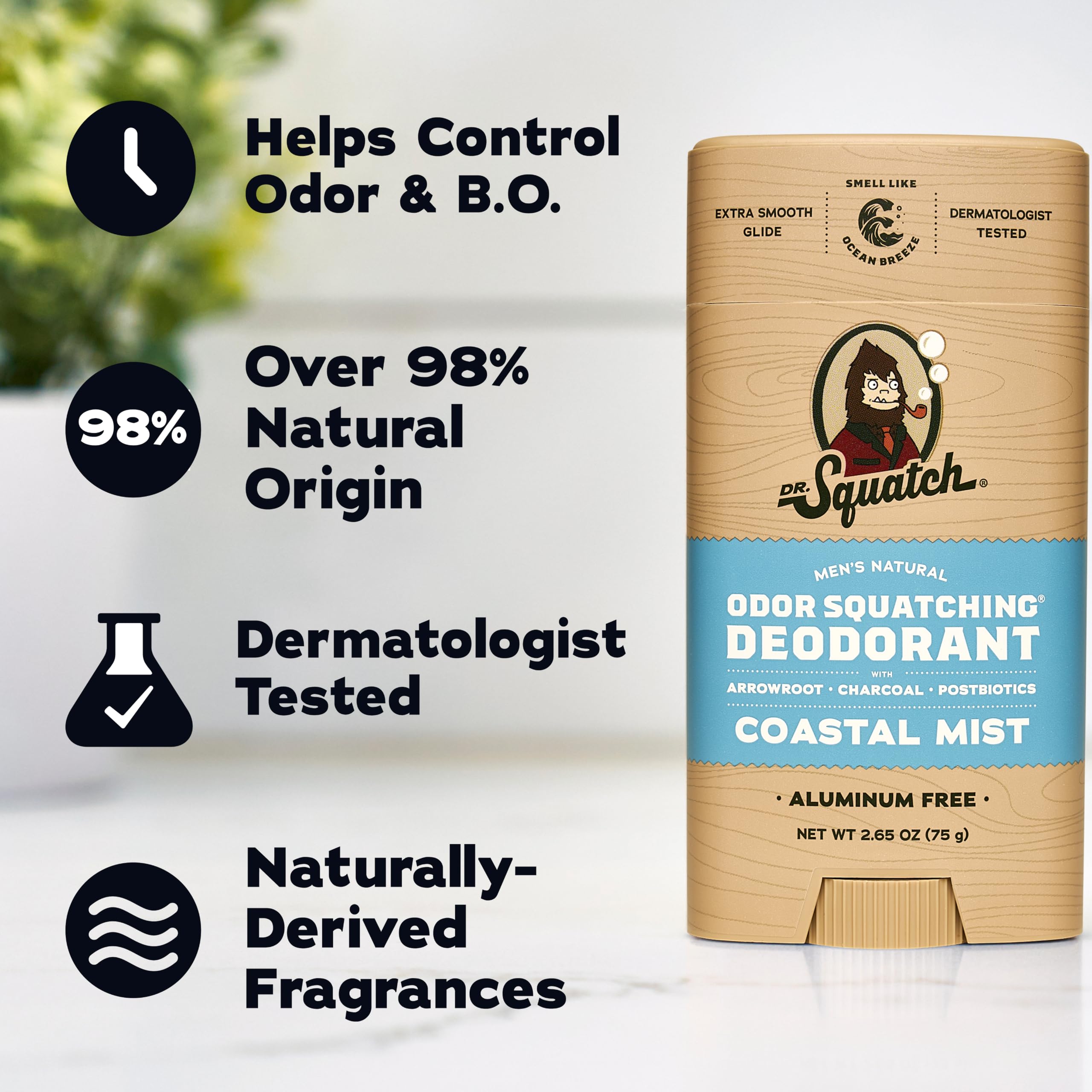 Dr. Squatch etiqueta de ingredientes resaltando composición natural