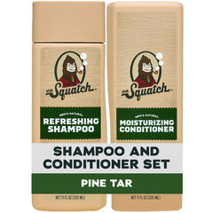 Dr. Squatch frontal packaging Pine Tar mostrando botella y beneficios