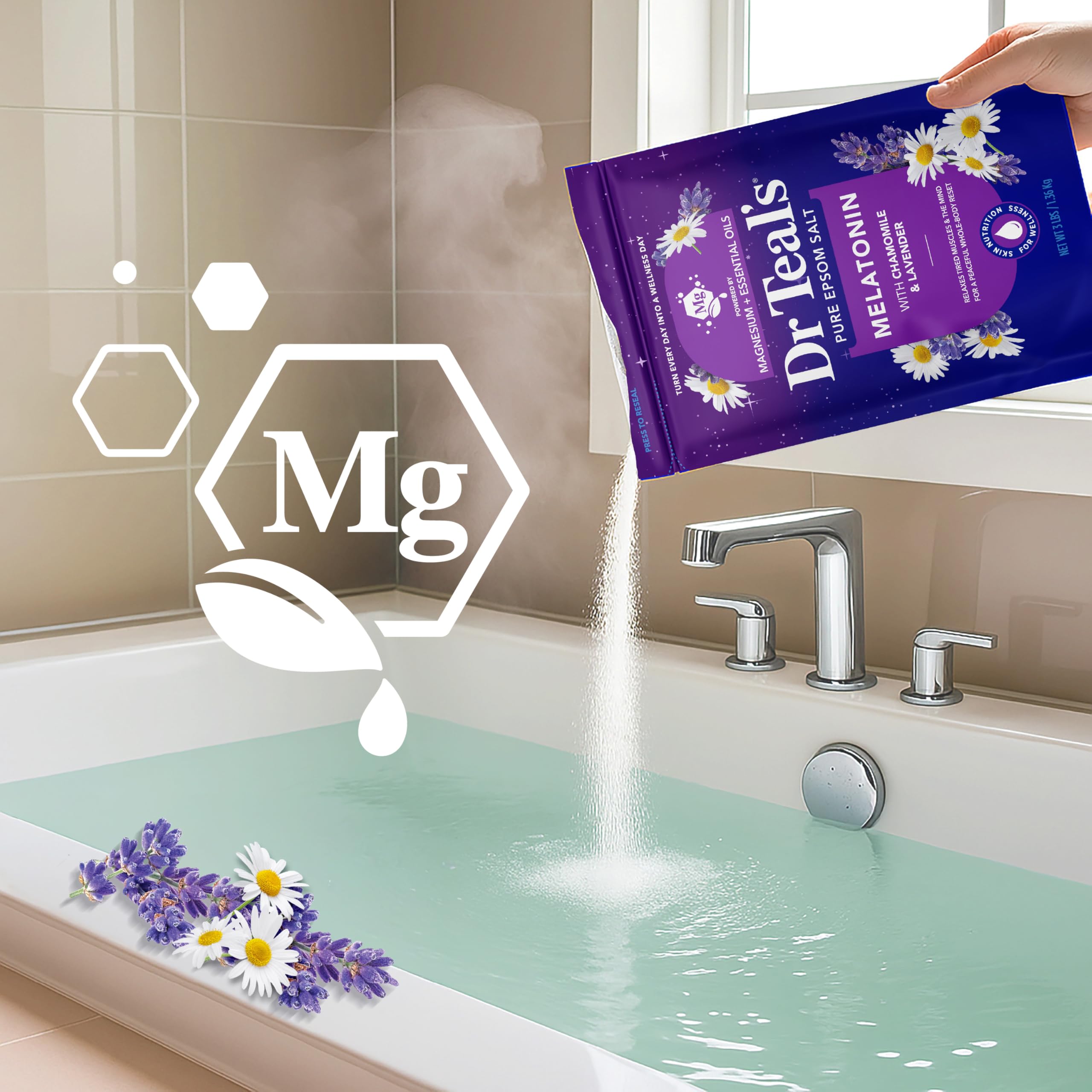 Dr Teal's mezcla con gel de baño creando exfoliante suave