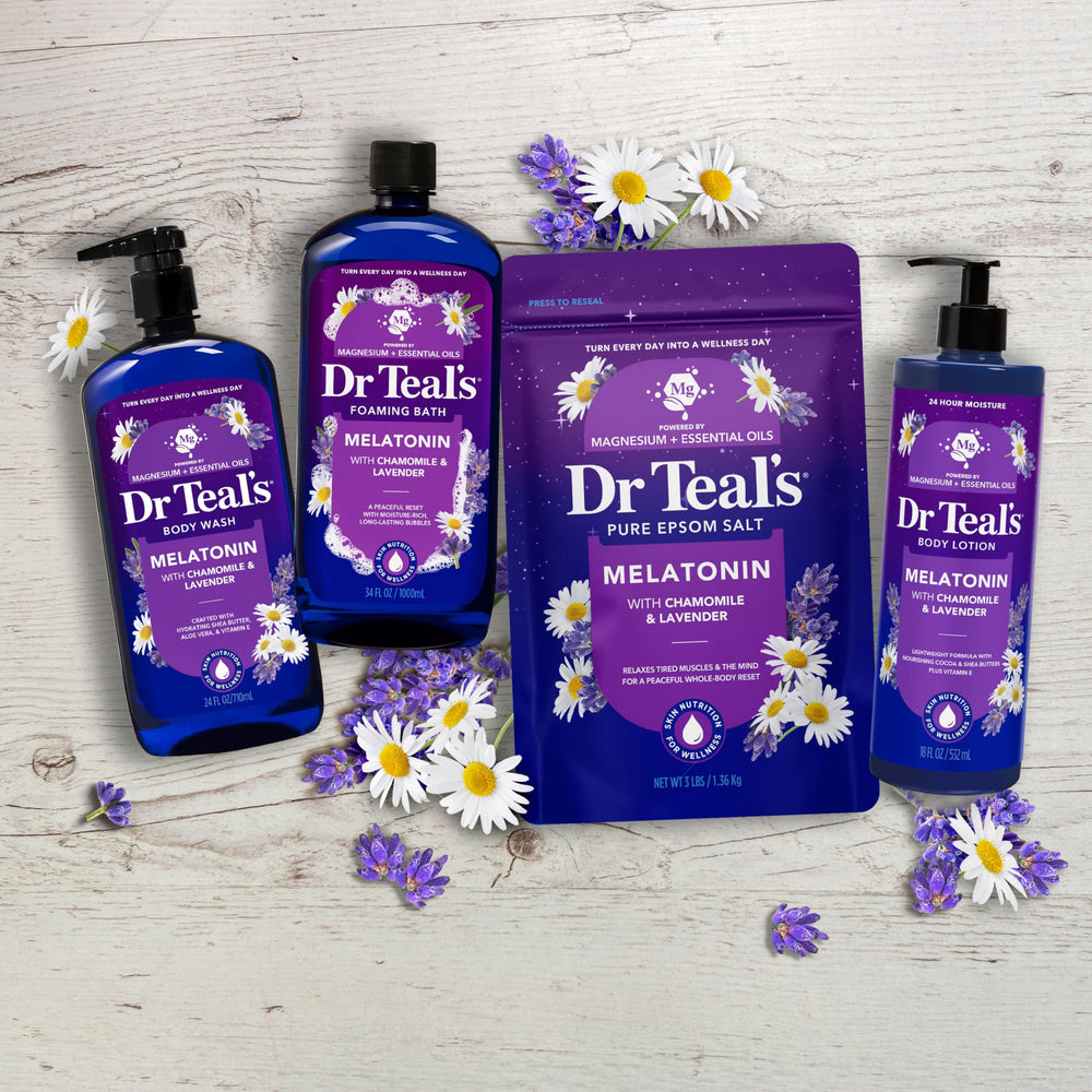 Dr Teal's lista de ingredientes en el envase para transparencia