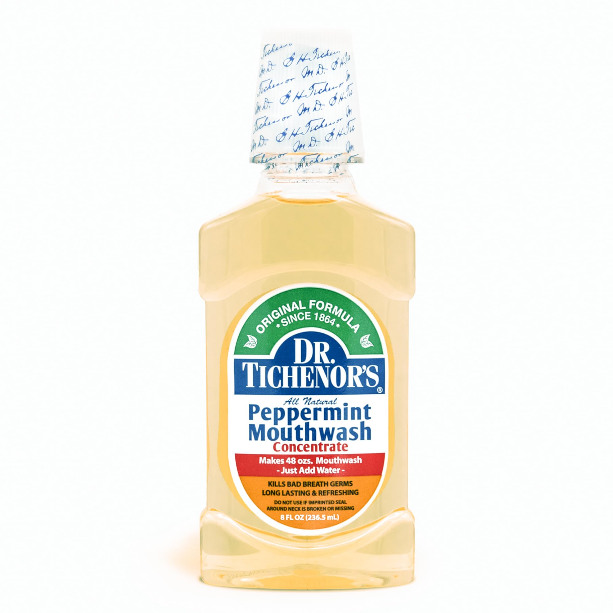 Dr. Tichenor's líquido color verde azulado para percibir la intensidad mentolada