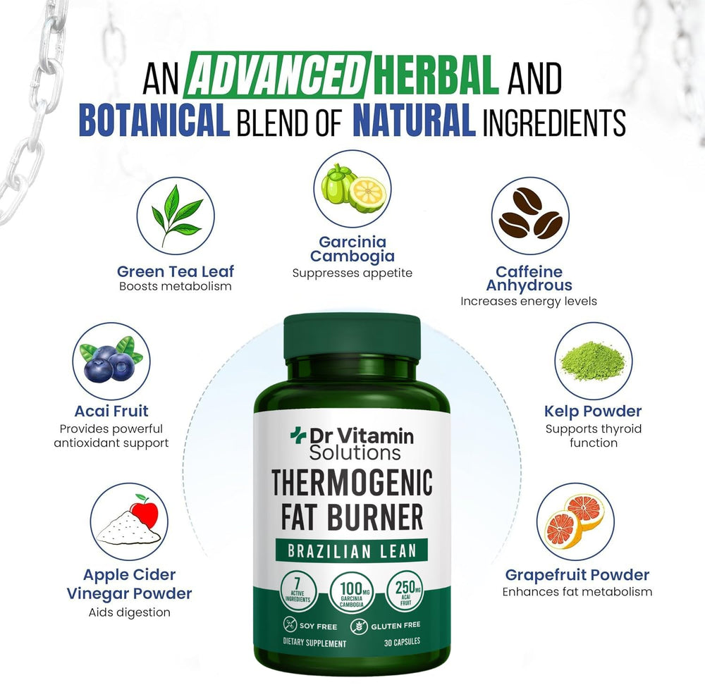 DR VITAMIN SOLUTIONS cápsula de Brazilian Lean en primer plano, fácil de tragar