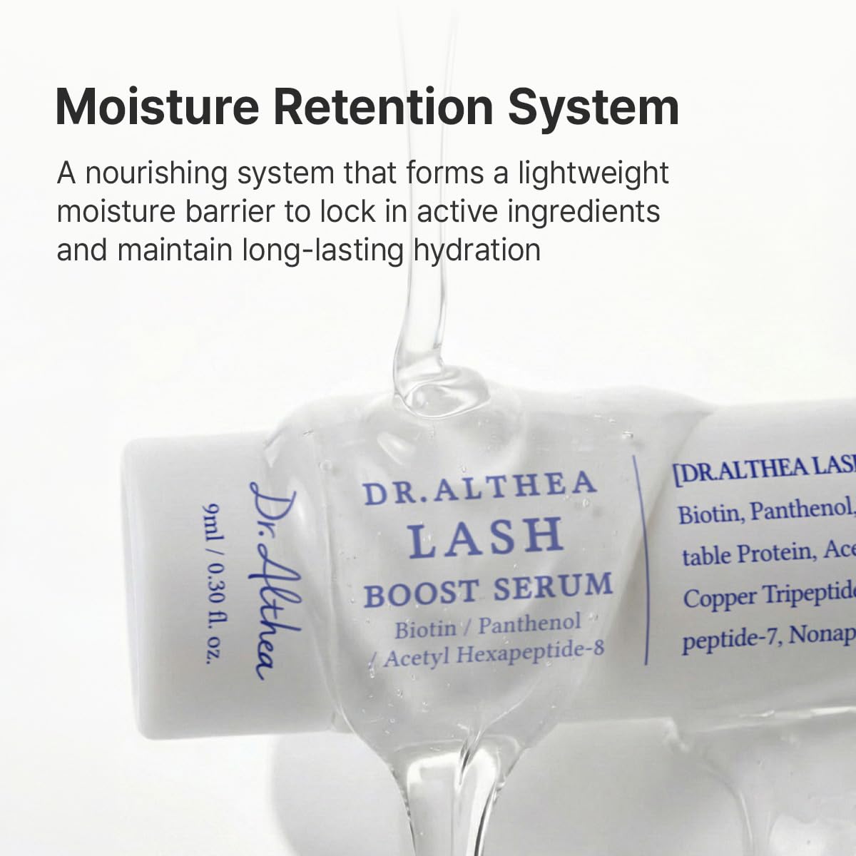 Dr.Althea textura agua-gel del sérum demostrando rápida absorción