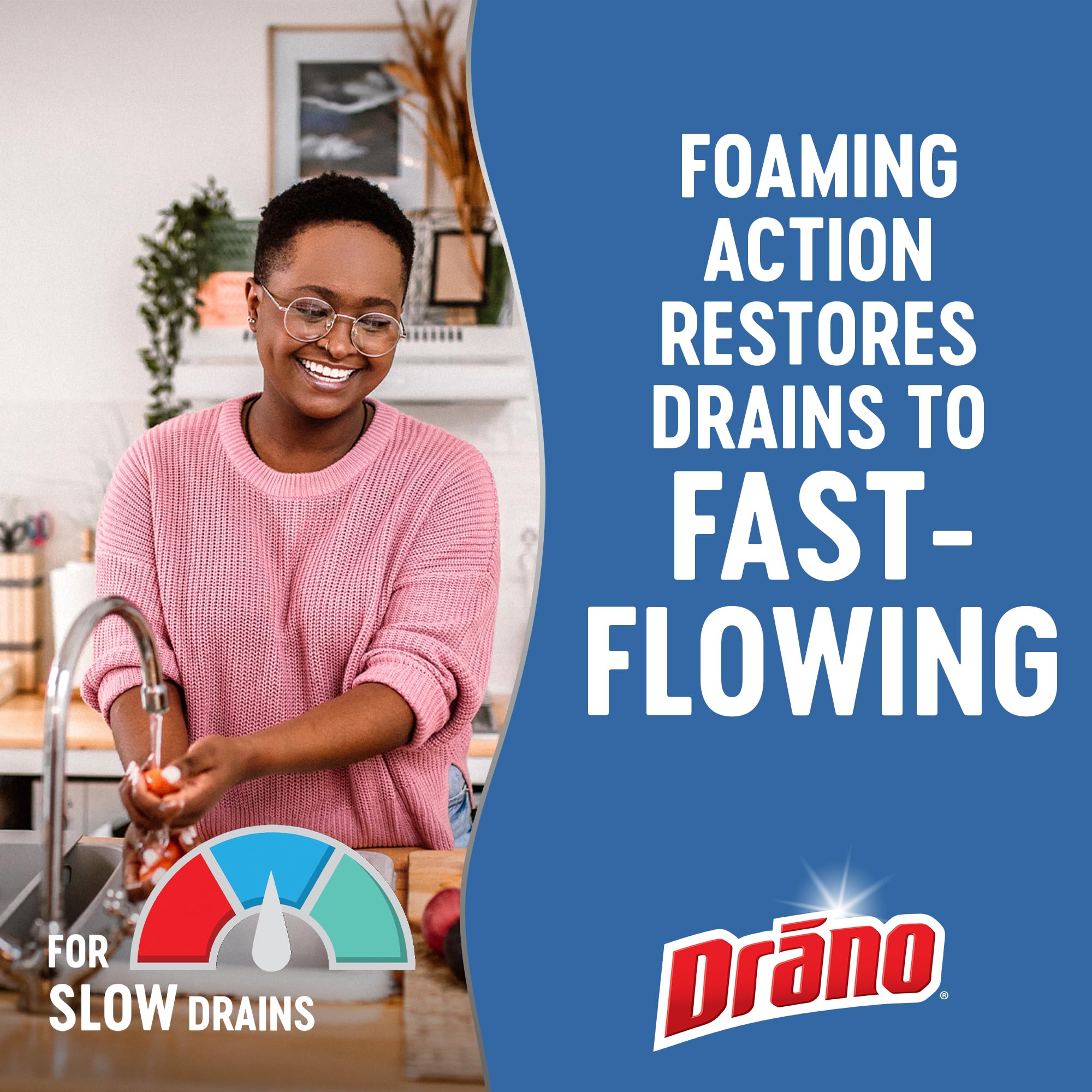 Drano aplicándose en un fregadero para desatascar y limpiar