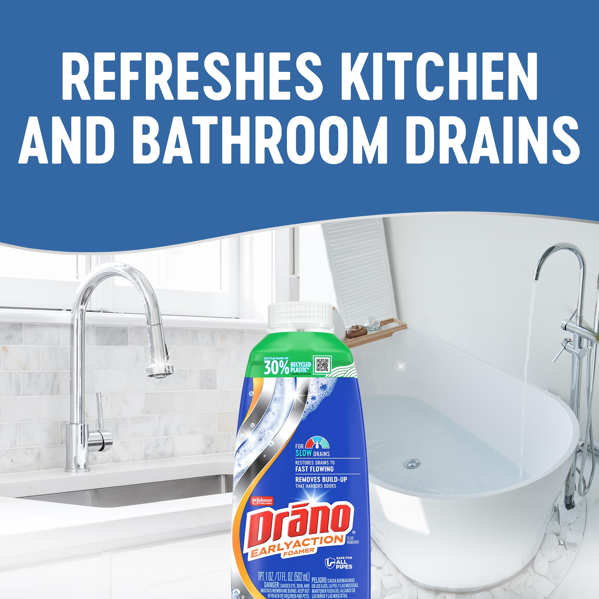 Drano pack de cinco envases para mantenimiento frecuente
