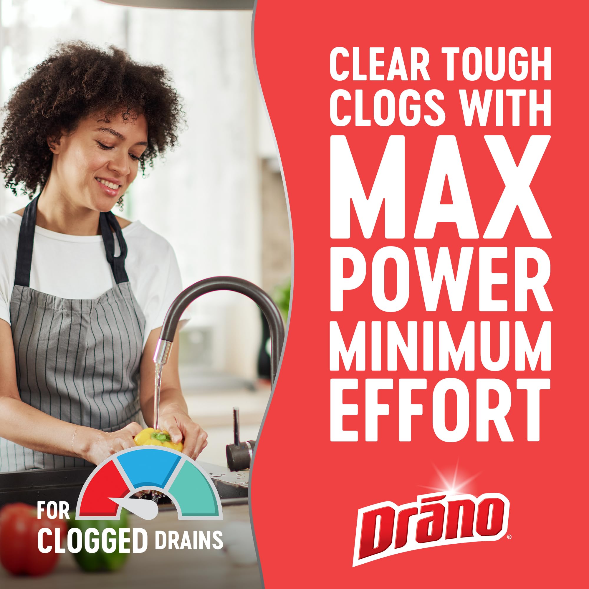 Aplicación de Drano Max Gel en duchas para disolver pelo y residuos de jabón