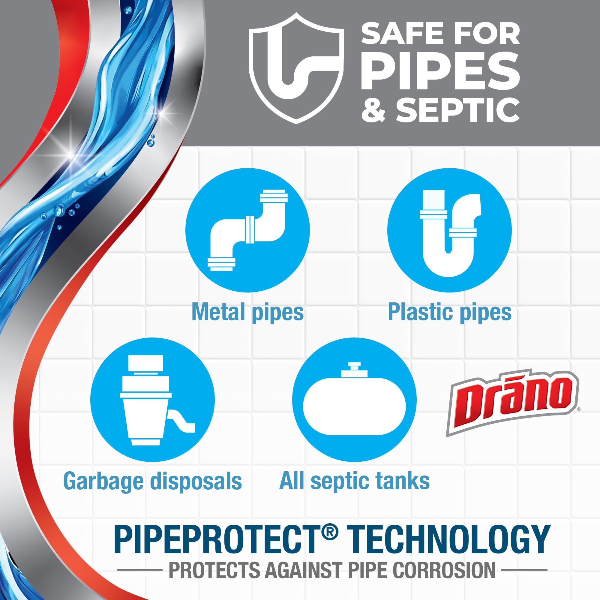 Etiqueta de Drano Max Gel con instrucciones y precauciones para uso seguro