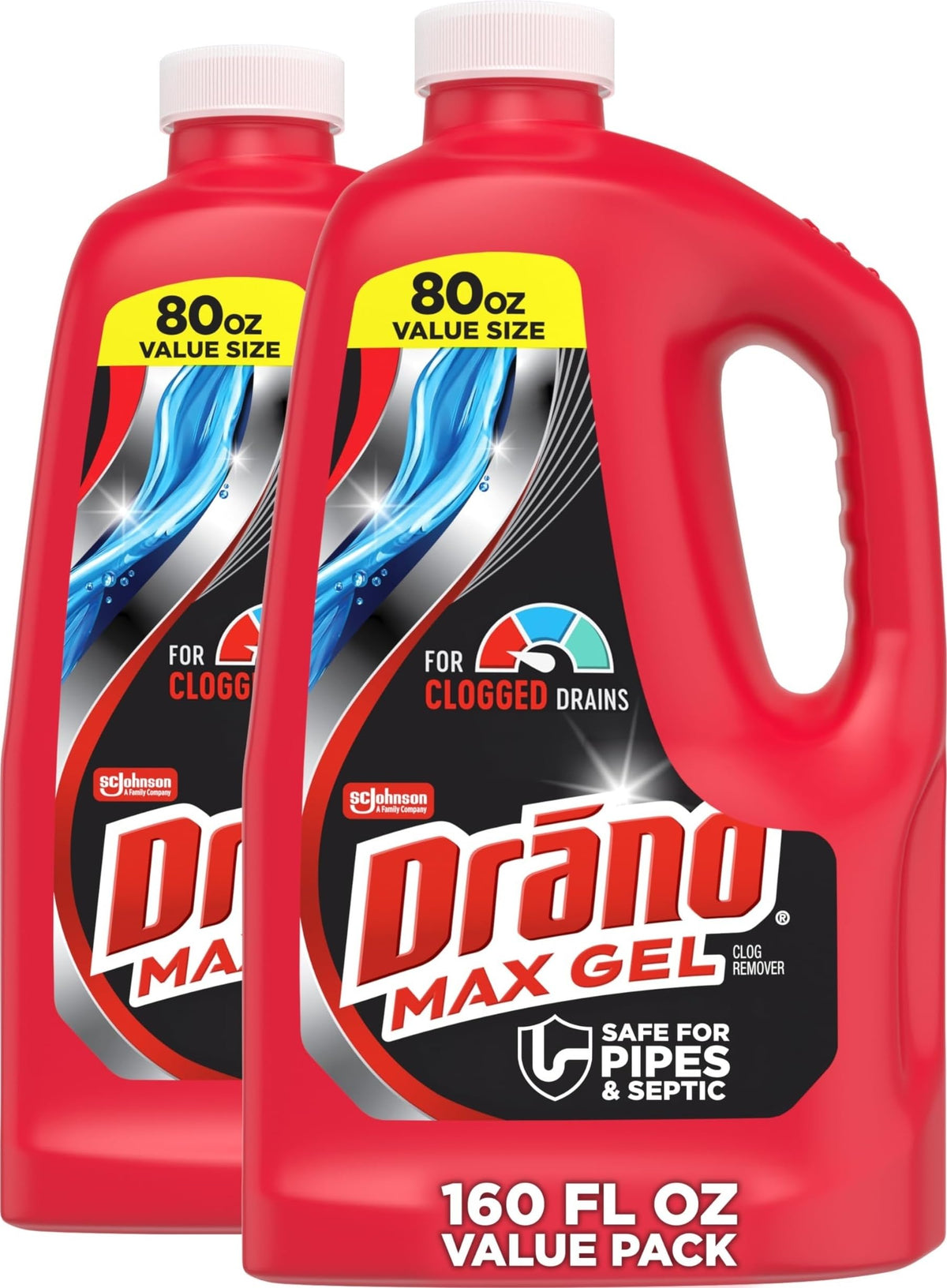 Drano Max Gel envase frontal mostrando marca y tamaño para identificación rápida