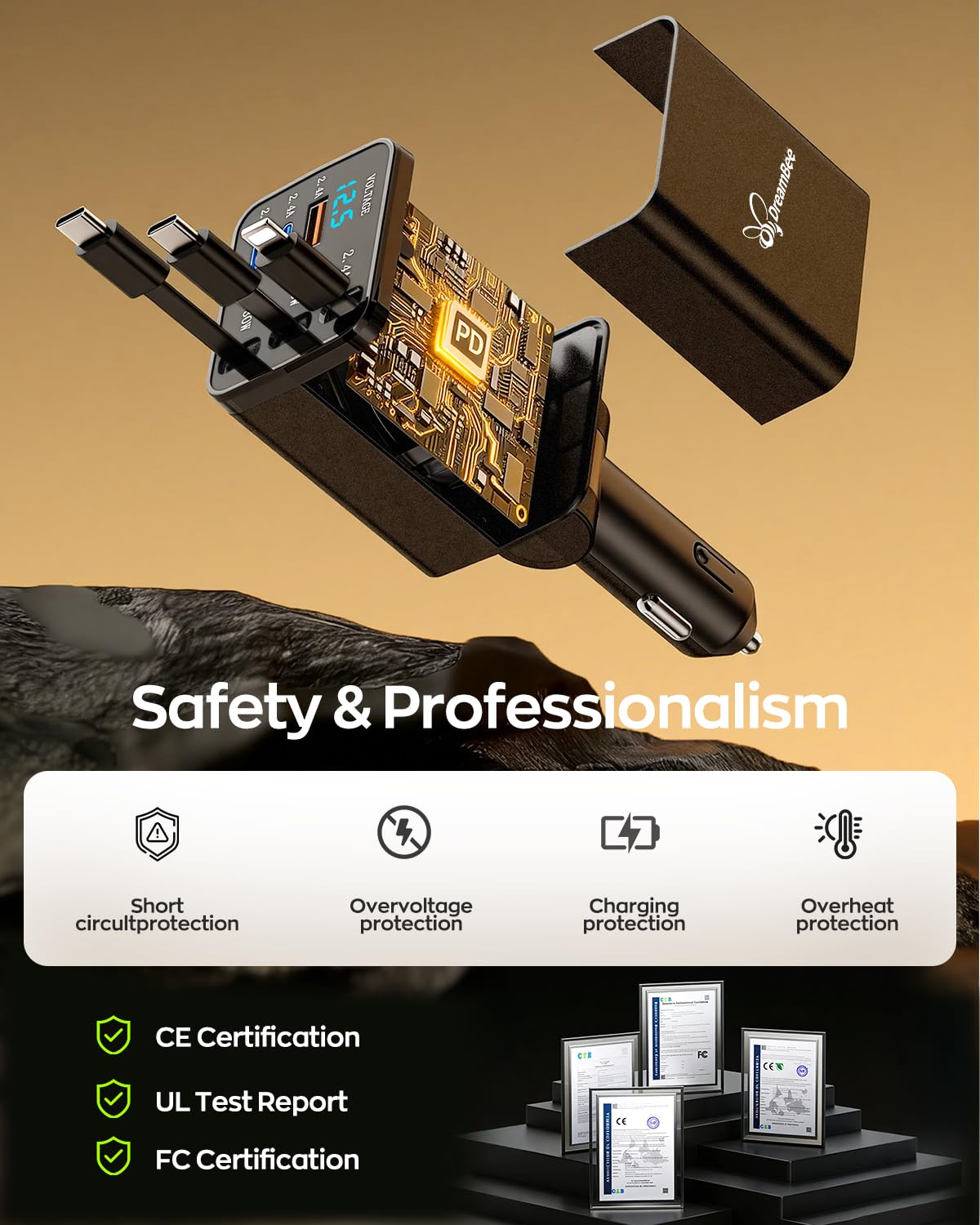 DreamBee comparación de tamaño con llave, diseño compacto y portátil
