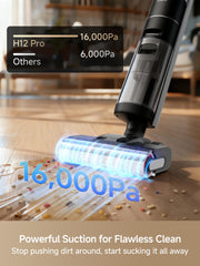 dreame h12 pro primer plano del rodillo mostrando textura para sujeción de suciedad