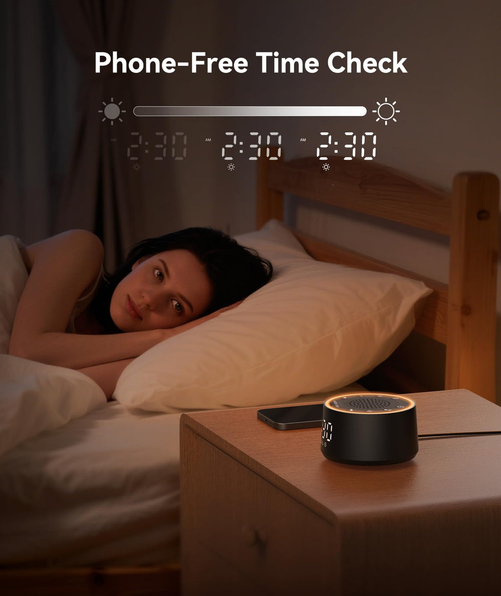 Dreamegg D1 Nova colocada en mesita de noche creando ambiente calmado