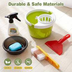 Dreamon mop y accesorios que muestran texturas aptas para manos pequeñas