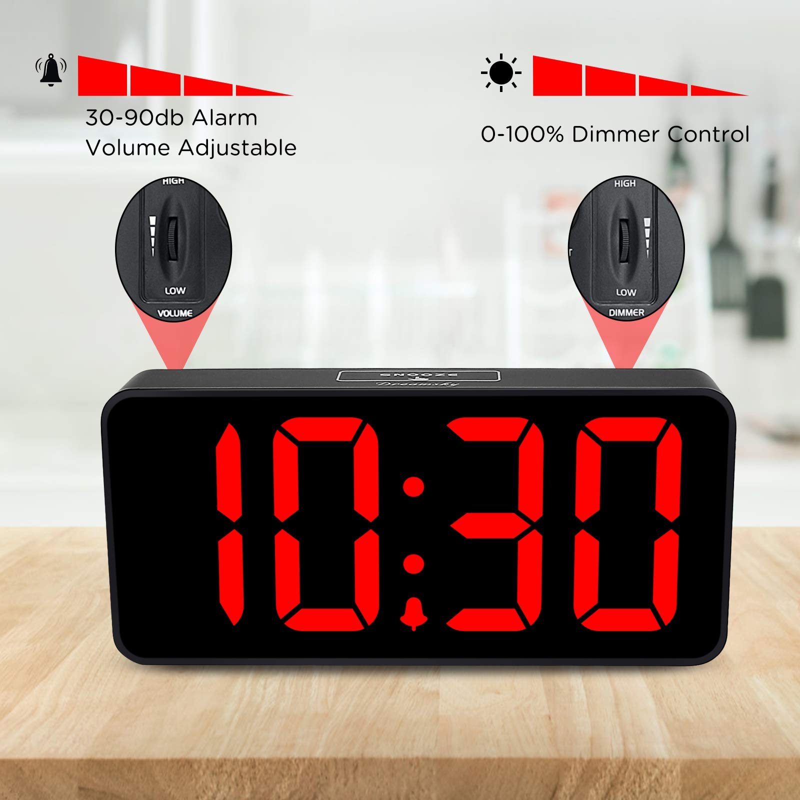 DreamSky digits illuminated in dark room showing reduced glare and nighttime readability benefit