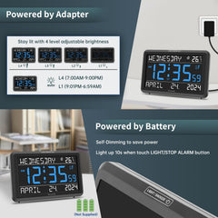 DreamSky en uso sobre mesita de noche facilitando ver la hora en la cama