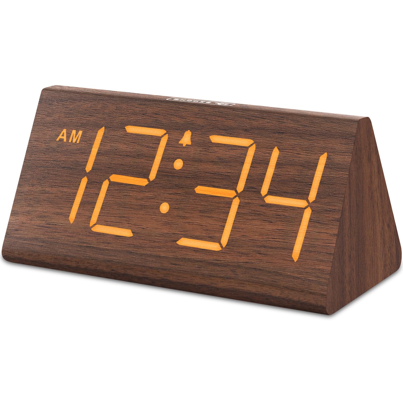 DreamSky vista frontal reloj madera con dígitos grandes legibles