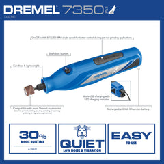 Dremel 7350-PET detalle de banda abrasiva 60 grit para limado efectivo