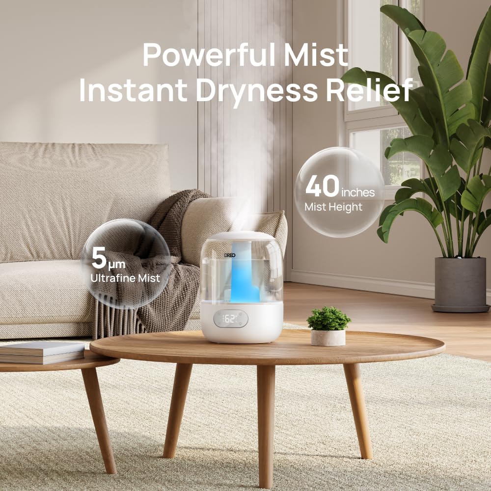 DREO panel de controles con luz ambiental para ajustes nocturnos cómodos