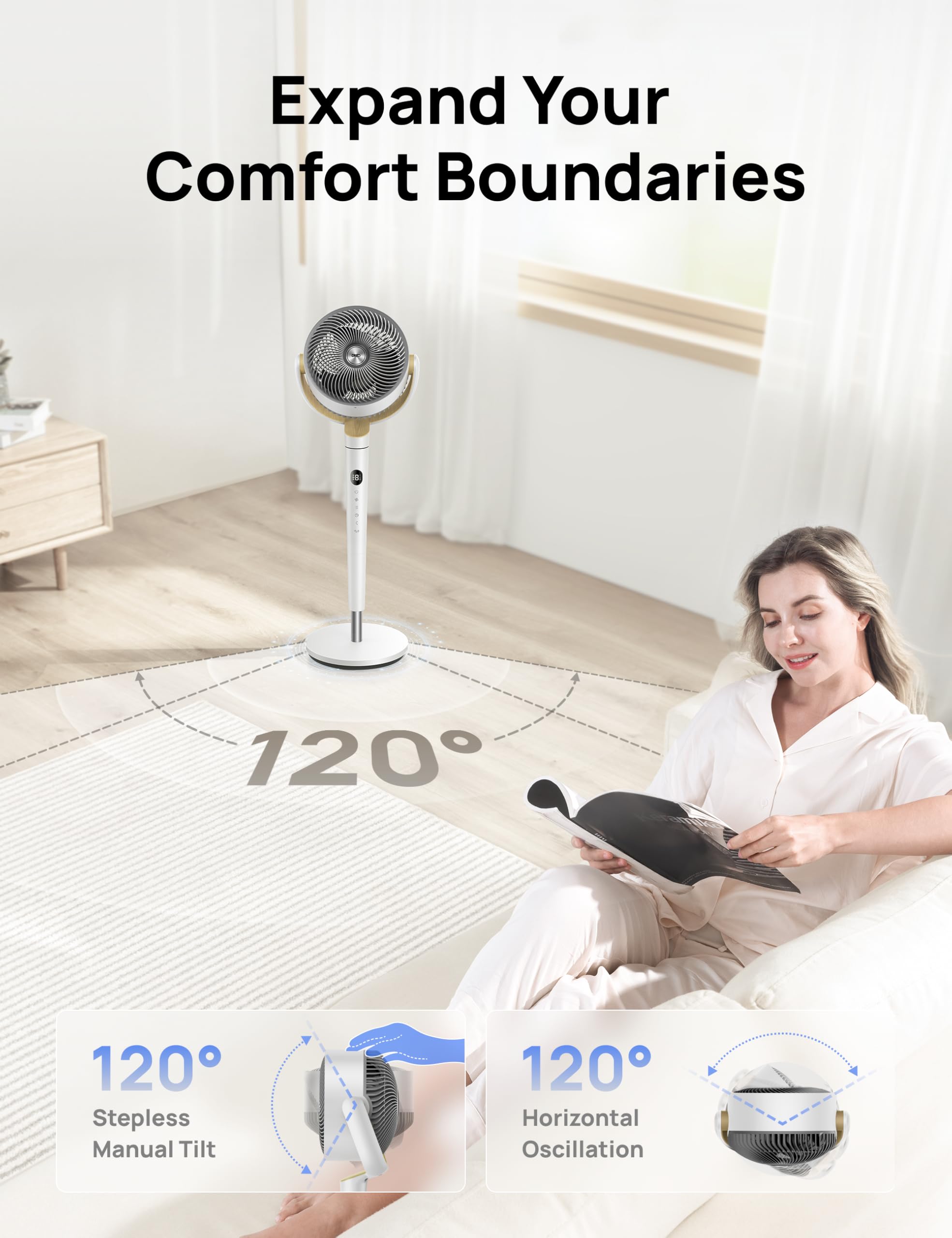 DREO pantalla LED y mando a distancia para control cómodo y opciones precisas