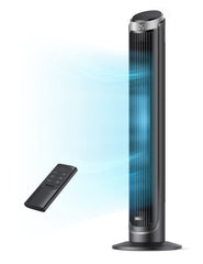 DREO vista frontal del ventilador de torre con flujo potente