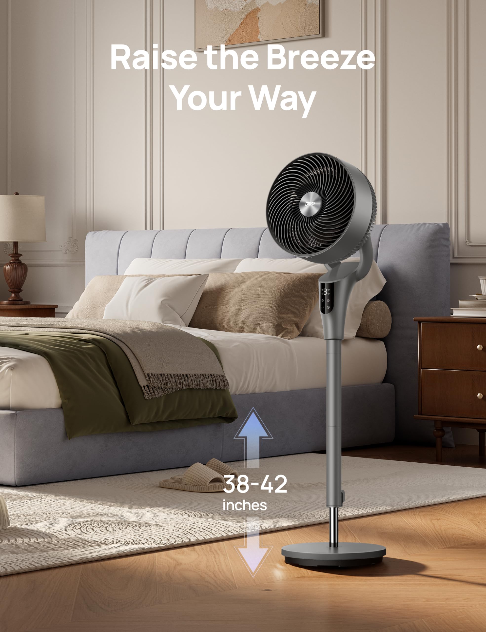 DREO ventilador 2026 panel superior y control remoto, manejo cómodo
