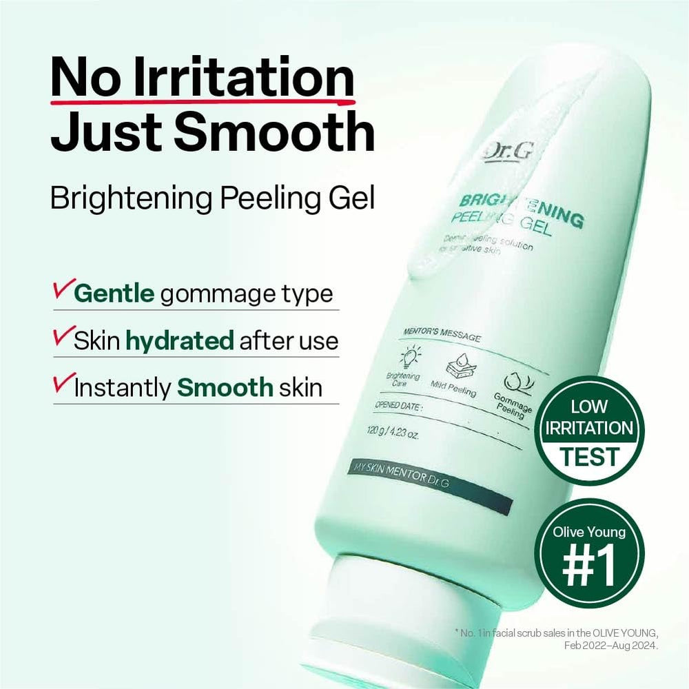 Dr.G textura del gel en primer plano, indica exfoliación suave e hidratación