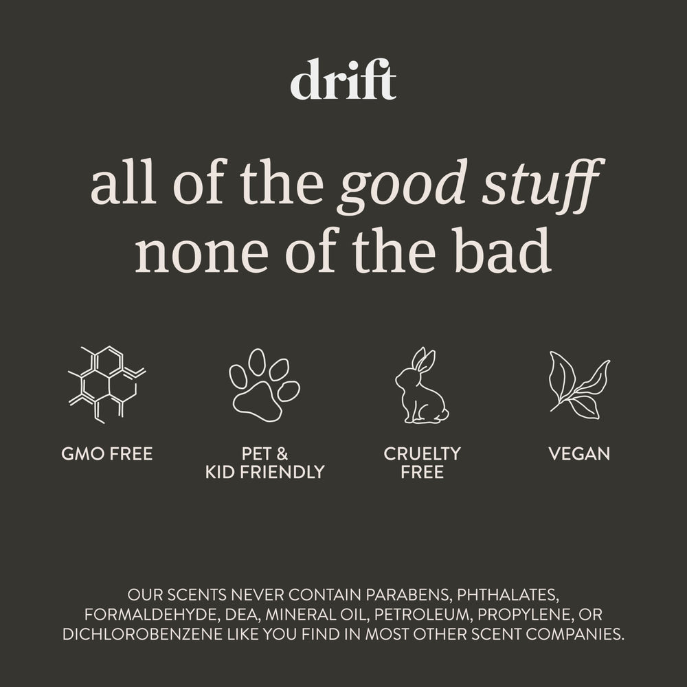 Drift empaque con notas Midnight Citrus y Aged Cedarwood para elegir aroma