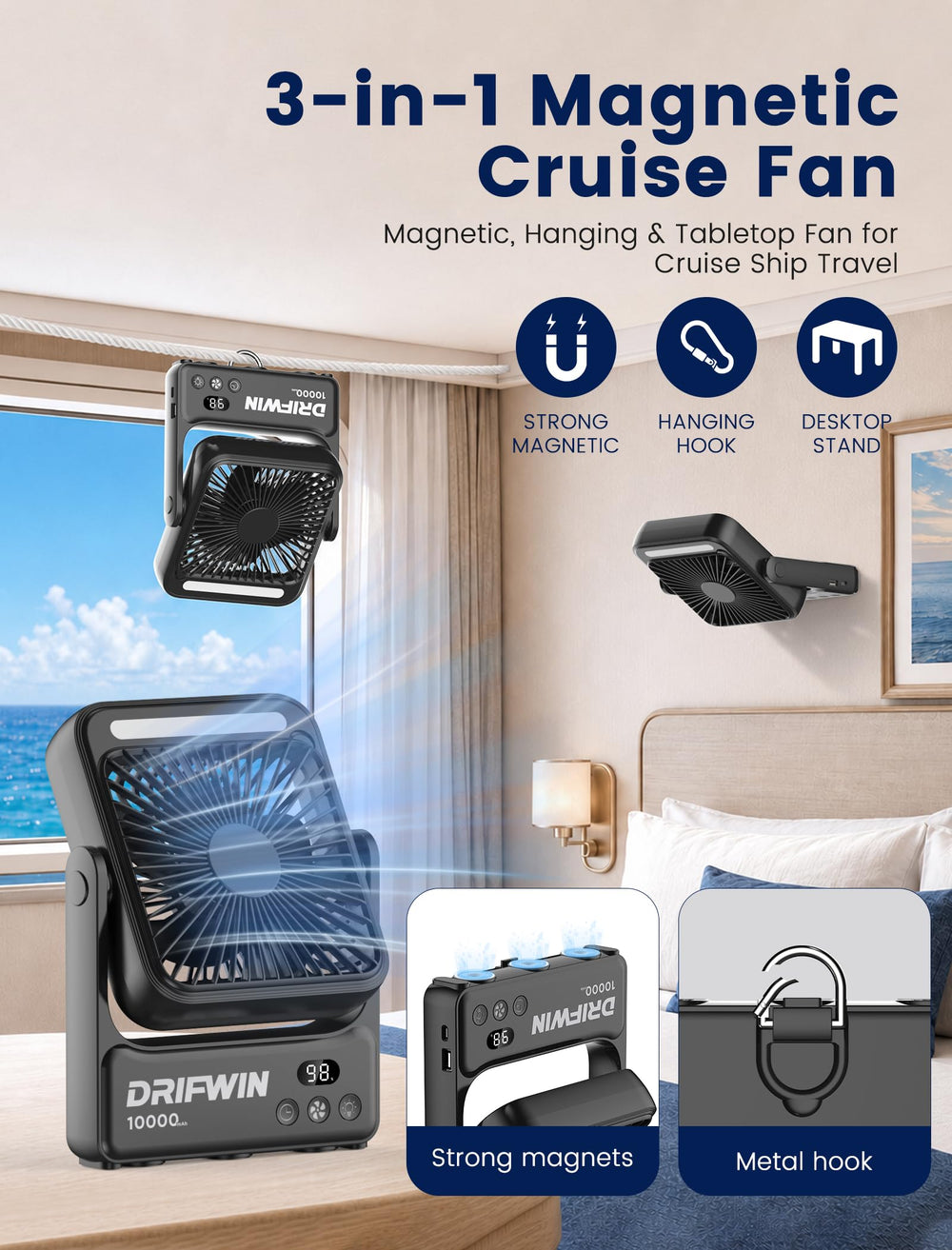 DRIFWIN base magnética fuerte para fijación segura y ahorro de espacio
