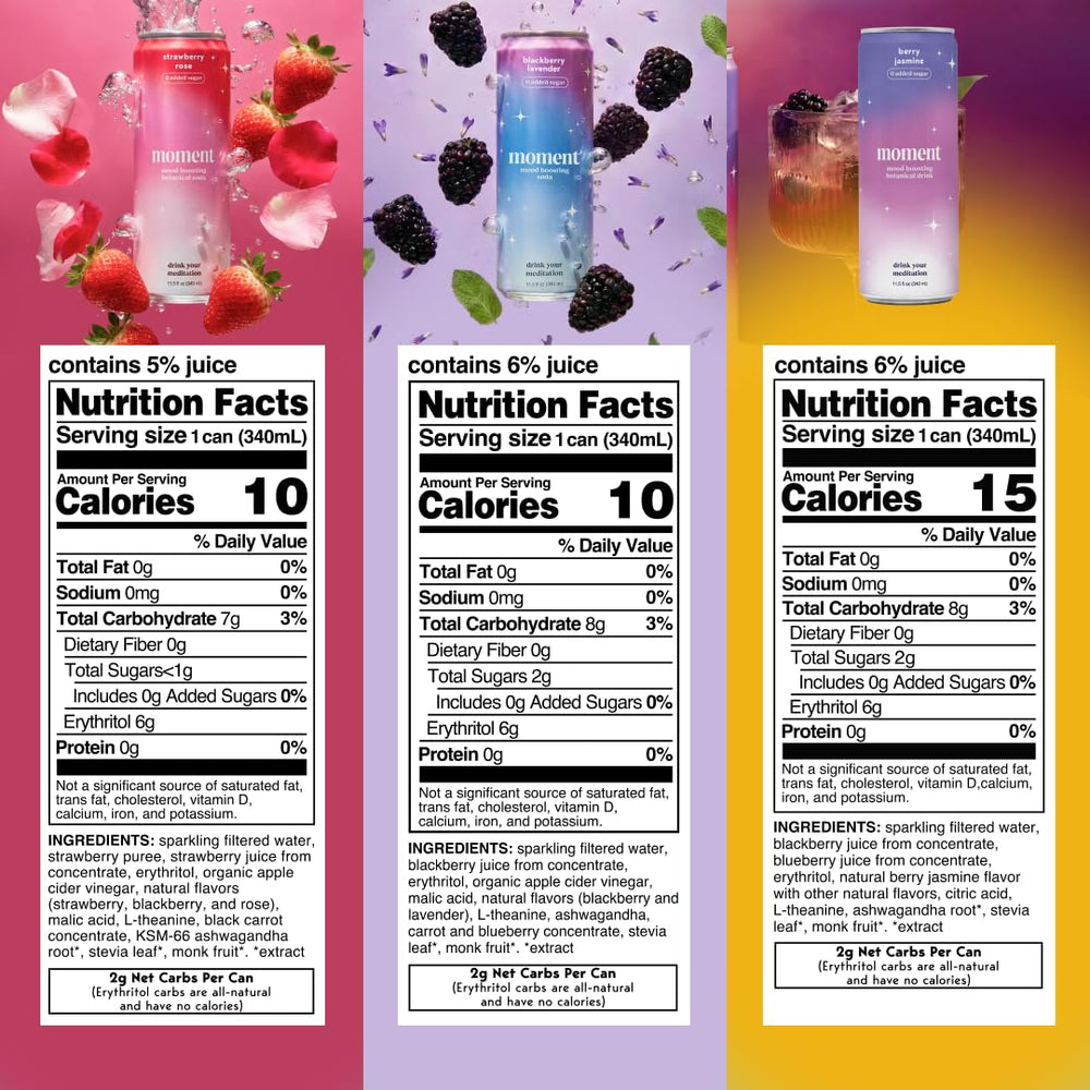 Drink Your Meditation etiqueta con ingredientes naturales y claridad informativa