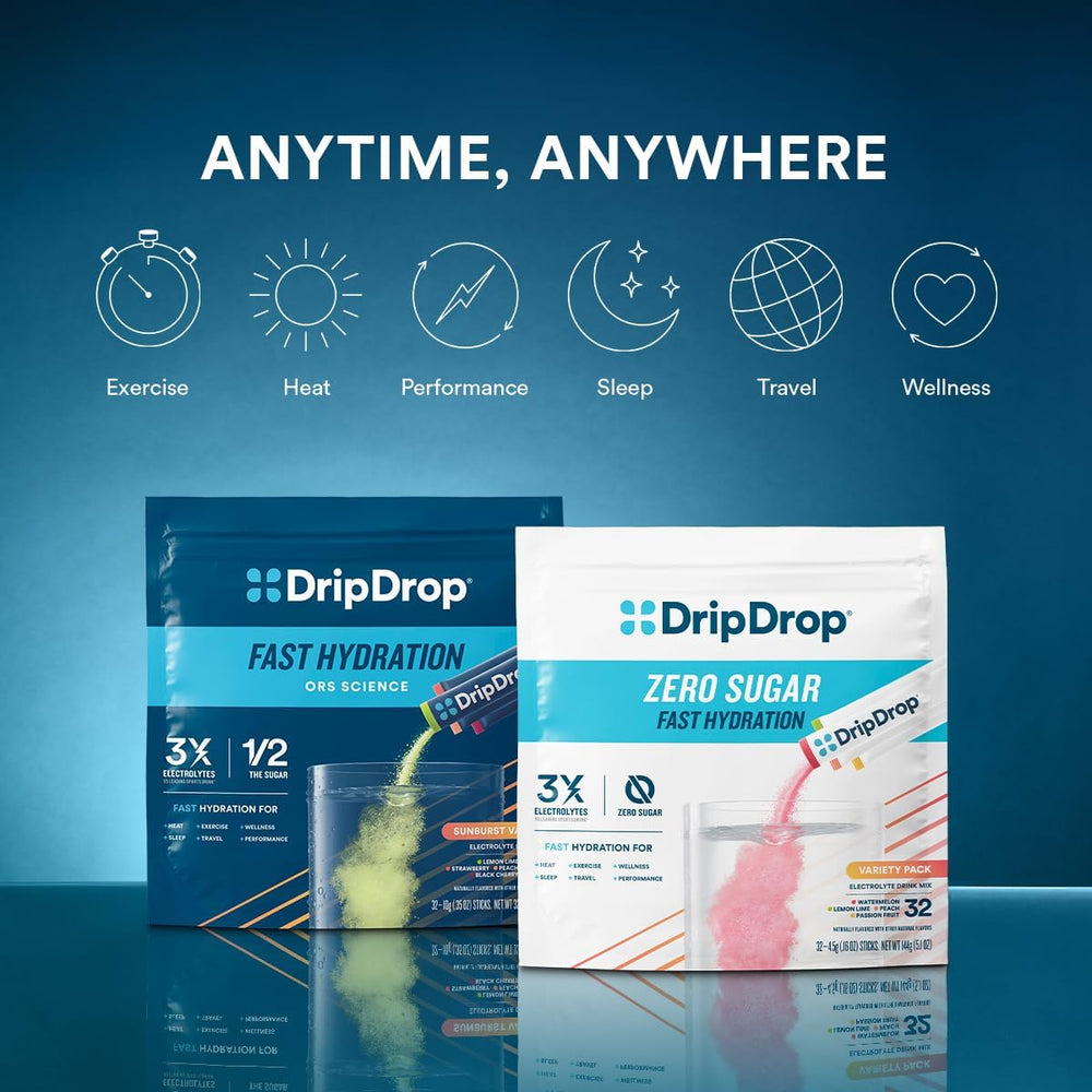 DripDrop etiqueta nutricional en detalle mostrando electrolitos clave