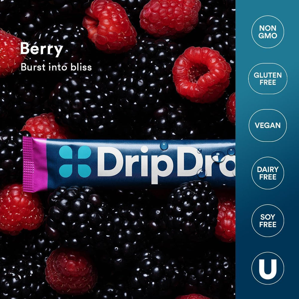DripDrop etiqueta nutricional con electrolitos y ingredientes claros