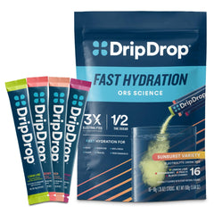 DripDrop paquete Sunburst frontal mostrando diseño y portabilidad