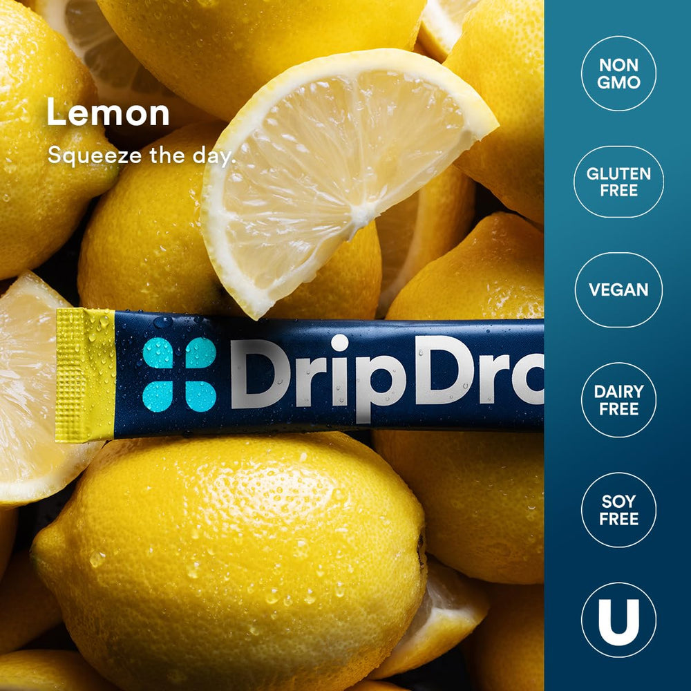 DripDrop etiqueta nutricional y lista de ingredientes visibles y claros