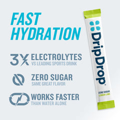 DripDrop sobre individual Lemon Lime listo para mezclar, facilidad de uso inmediata