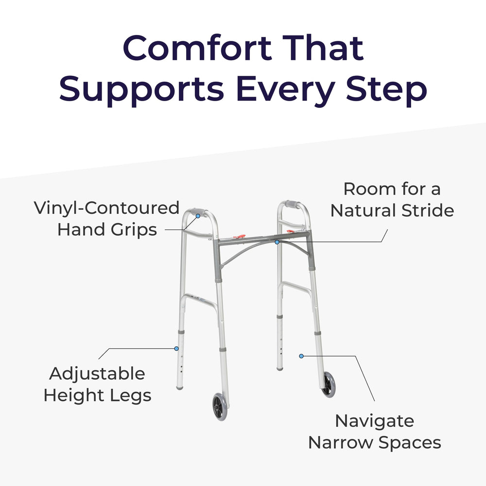 Drive Medical detail of 5-inch front wheel ensuring smooth rolling across floors