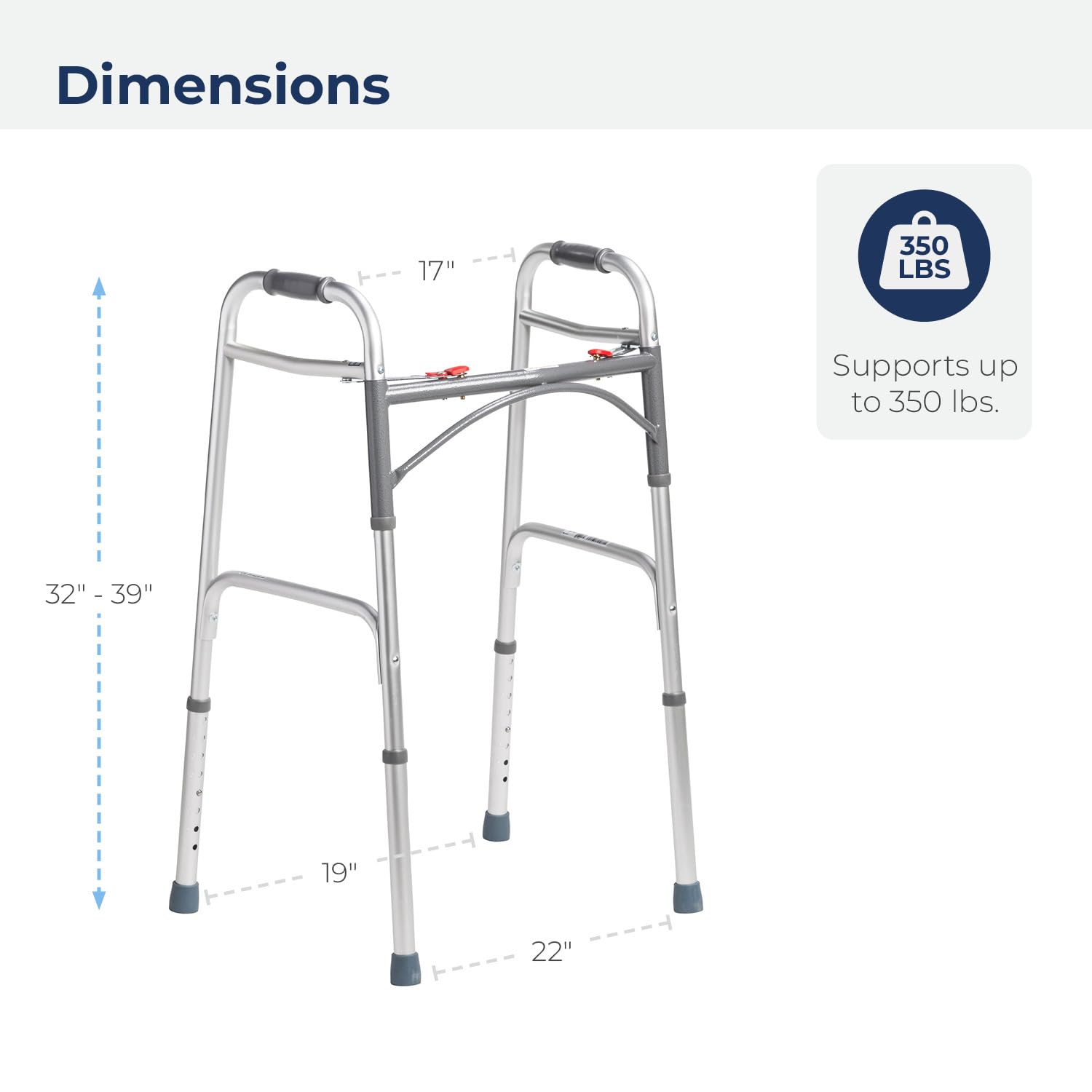 Drive Medical andador plegado ocupando poco espacio para transporte cómodo