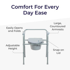 Drive Medical commode plegada ocupando poco espacio para transporte