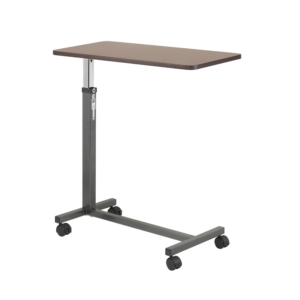 Drive Medical front view showing woodgrain top and silver vein base for functional bedside use