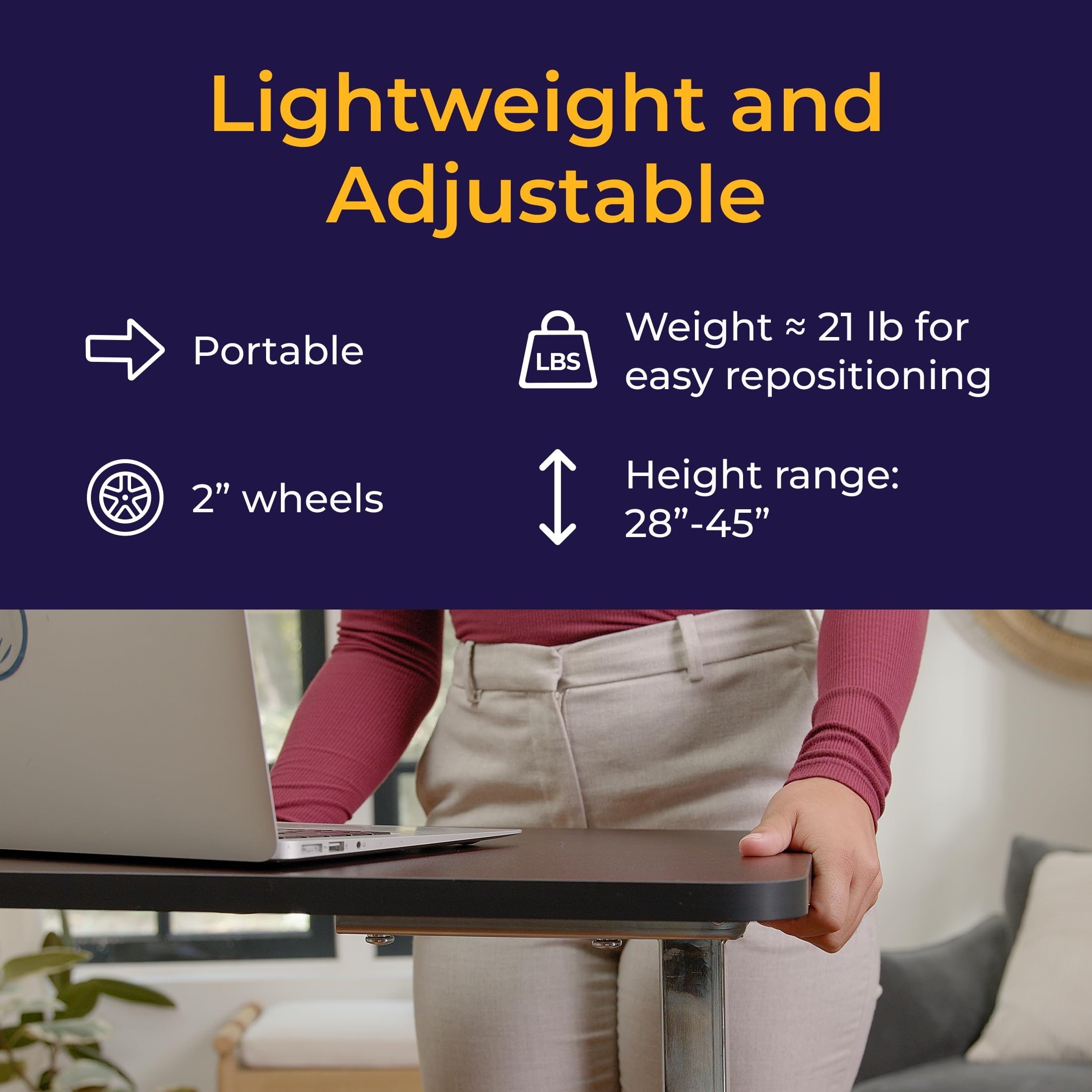 Drive Medical table positioned in a bedroom setting offering convenient meal and device access