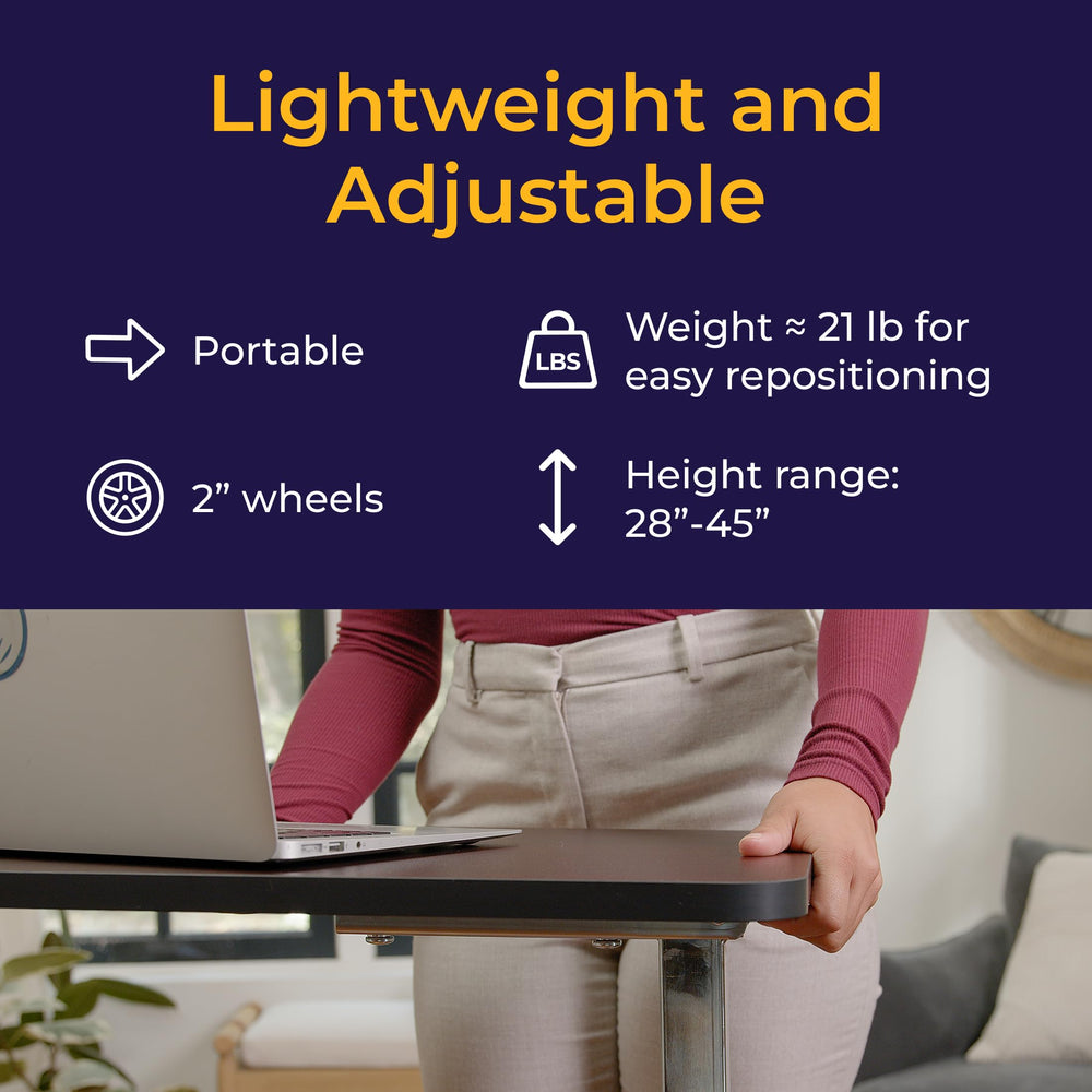Drive Medical table positioned in a bedroom setting offering convenient meal and device access